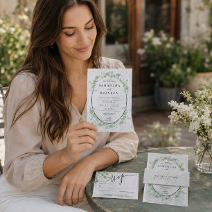 Flyer Eucalyptus Greenery budget Rehearsal Dinner