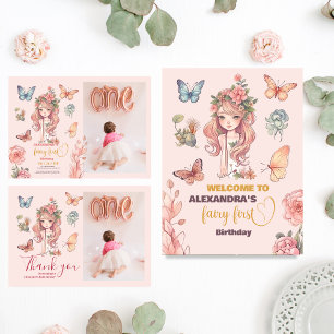 Invitación Primer cumpleaños del Boho Fairy First Chica