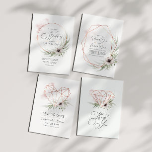 Reserva La Fecha Elegancia Rústica Código QR Corazón Geométrico