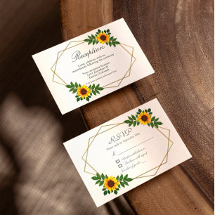 Tarjeta de recepción de boda geométrica con giraso