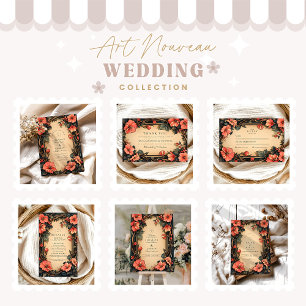Tarjeta De Agradecimiento Art Nouveau, un Boda floral y caprichoso