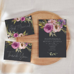 Invitación a la boda de la flor rosa y rosa dura