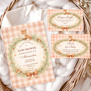 Invitación Baby Shower Vintage del Zorro del Bosque