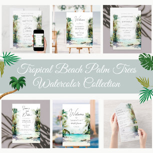 Invitación Elegante acuarela Palm Tree Beach Bridal Shower