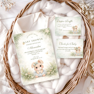 Servilleta De Papel Ducha de Bebé Floral de Conejo Verde Salvia