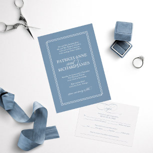 Invitación Dusty Blue Simple Elegante Boda formal