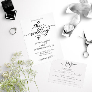 Invitación de boda de caligrafía elegante simple