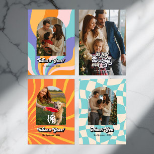 Tarjeta Festiva "Un año de revisión" Collage de fotos de amantes d