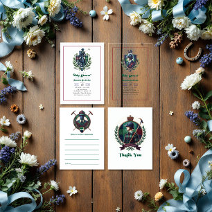Invitaciones Acrílicas Escudo de Polo Ecuestre Preppy Baby Shower