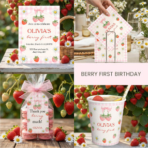 Invitación Cumpleaños número 1 de Berry First Strawberry Pers