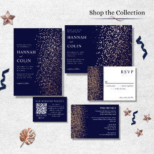 Invitación Con Relieve Metalizado Rosa de oro de la Marina Romántica