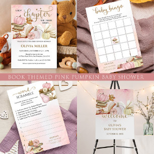 Invitación Baby Shower del tema del libro Caída Calabaza rosa