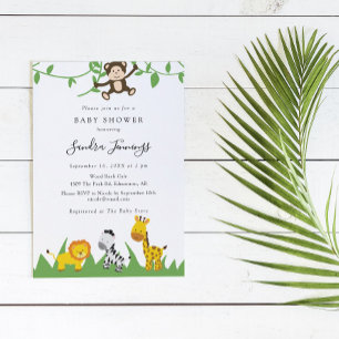 Invitación Animales de la selva de Baby Shower Safari se divi