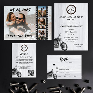 Tarjeta De Recepción Detalles del Boda de código QR del motociclista mo
