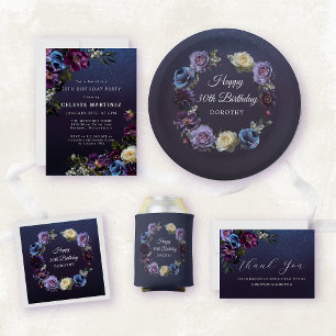 Invitación Moody Purple Flowers 30.º Fiesta de cumpleaños