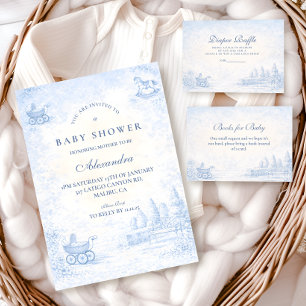 Servilleta De Papel Ducha de Bebé Toile Azul Francés