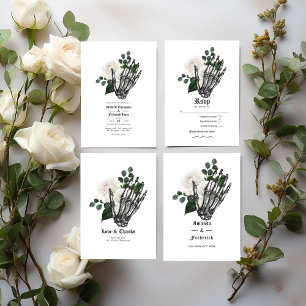 Invitación Código QR del Boda gótico floral blanco