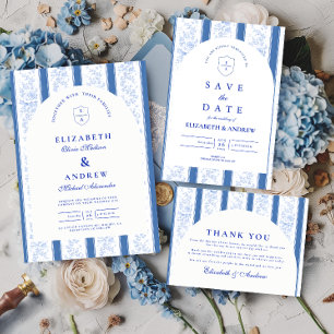 Reserva La Fecha Clásico Porcelana Azul Delft Boda