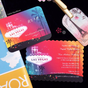 Invitación Colorido Boda de la Franja de Las Vegas
