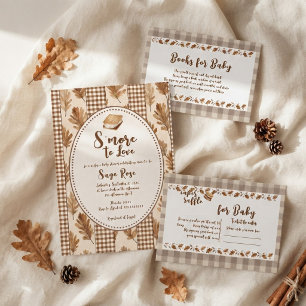Tarjeta De Recepción Más amor para amar Fiesta de Bebé de Gingham Rústi