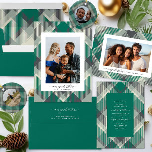 Invitación Elegante fiesta de Navidad Verde Acondicionado