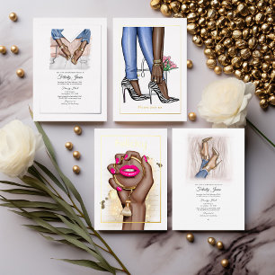 Invitación Con Relieve Metalizado Glam Moda Moda Bridal Shower