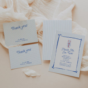 Invitación Pellízcame Cumplo Dos Cumpleaños 2 Vintage Langost
