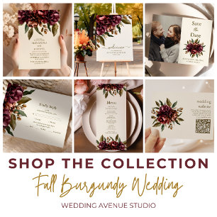 Reserva La Fecha Foto Boho Autumn Burgundy Floral Boda