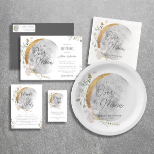 Tarjeta De Recepción Libros de luna de oro de Boho para la ducha de beb