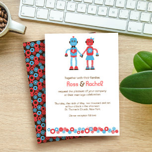 Imán Cute Robot Tema Boda Guardar la fecha