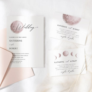 Invitación mística a la boda rosada en Rubor Moon