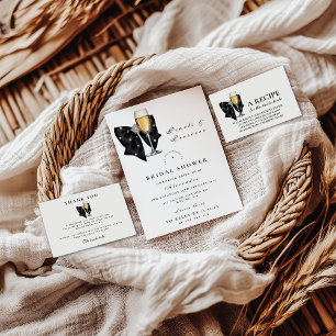 Invitación Ducha de Novia Perla Negra con Lazo