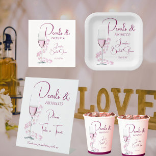 Tarjeta De Agradecimiento Perlas y prosecco elegante foto ducha de novia