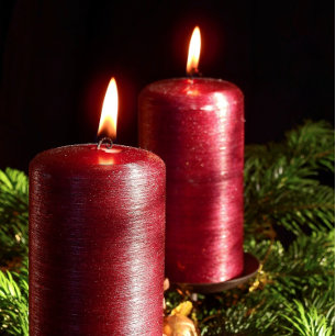 Tarjeta Festiva Vacaciones de invierno de las Velas Rojas para nav
