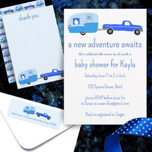Invitación Adventure Awath Cute Truck & Trailer BABY SHOWER
