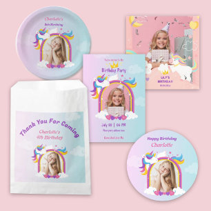 Invitación Foto de cumpleaños de un personalizado de unicorni