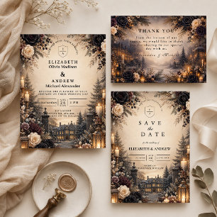 Tarjeta De Agradecimiento Boda gótica y temperamental de invierno