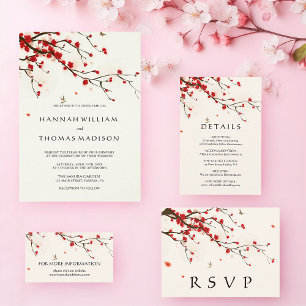 Tarjeta De Recepción Información sobre el Boda floral de cerezos en flo