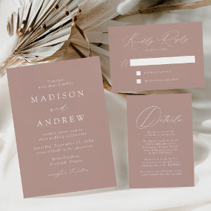 Postal De Invitación Elegante Moderno Código QR Rosa Polvoriento para B
