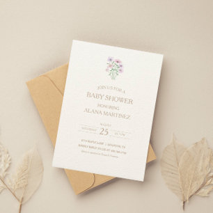 Invitación a Baby Shower de Lilac Purple Floral