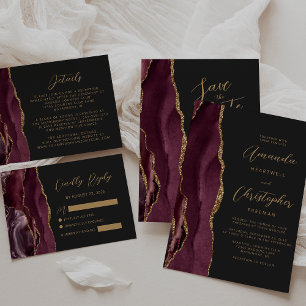 Invitación Boda moderno de pizarra de guiones de oro de Borgo