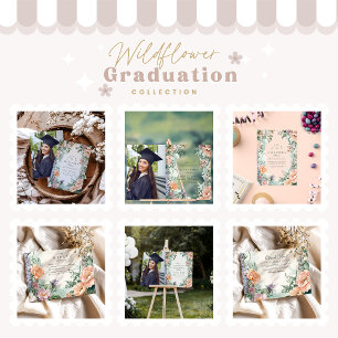 Tarjeta De Agradecimiento Elegante fiesta de graduación de flor silvestre de