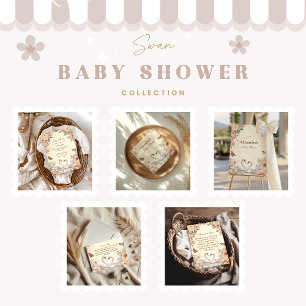 Invitación Elegante Baby Shower Floral de lago Swan