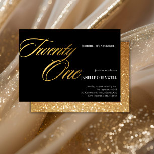 Enfriador De Latas Guión minimalista Negro y Oro 21 cumpleaños