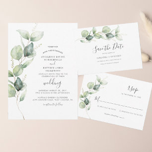 Pequeña Tarjeta RSVP de Boda Botánica de Eucalyptus de Pre