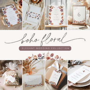 Invitación Boho Neutral Purple Floral Wedding Salva la fecha