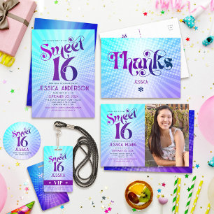 Servilleta De Papel Dulce 16 Groovy Morado Gradiente Azul Groovy Boho 