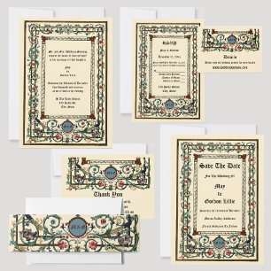 Póster Bienvenida Boda Iluminada "Medieval" vintage