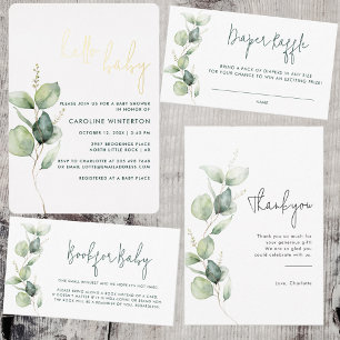 Plato De Papel Eucalyptus Botanical Script Baby Shower