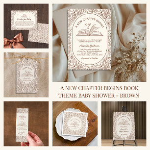 Etiquetas Para Regalos Libro Tema Marrón Floral Literario Baby Shower